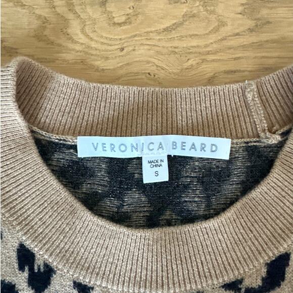 Veronica Beard - Leopard Print Knit Crew neck Sweater in Brown & Black - Picture 2 of 3